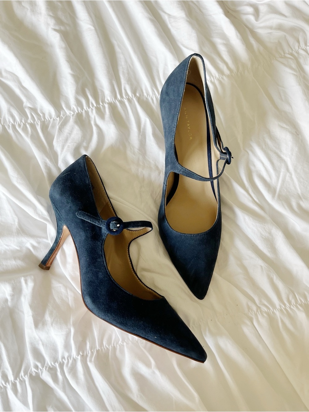 NWT ANN TAYLOR Navy Suede Mary Jane Stiletto Pump Size 9